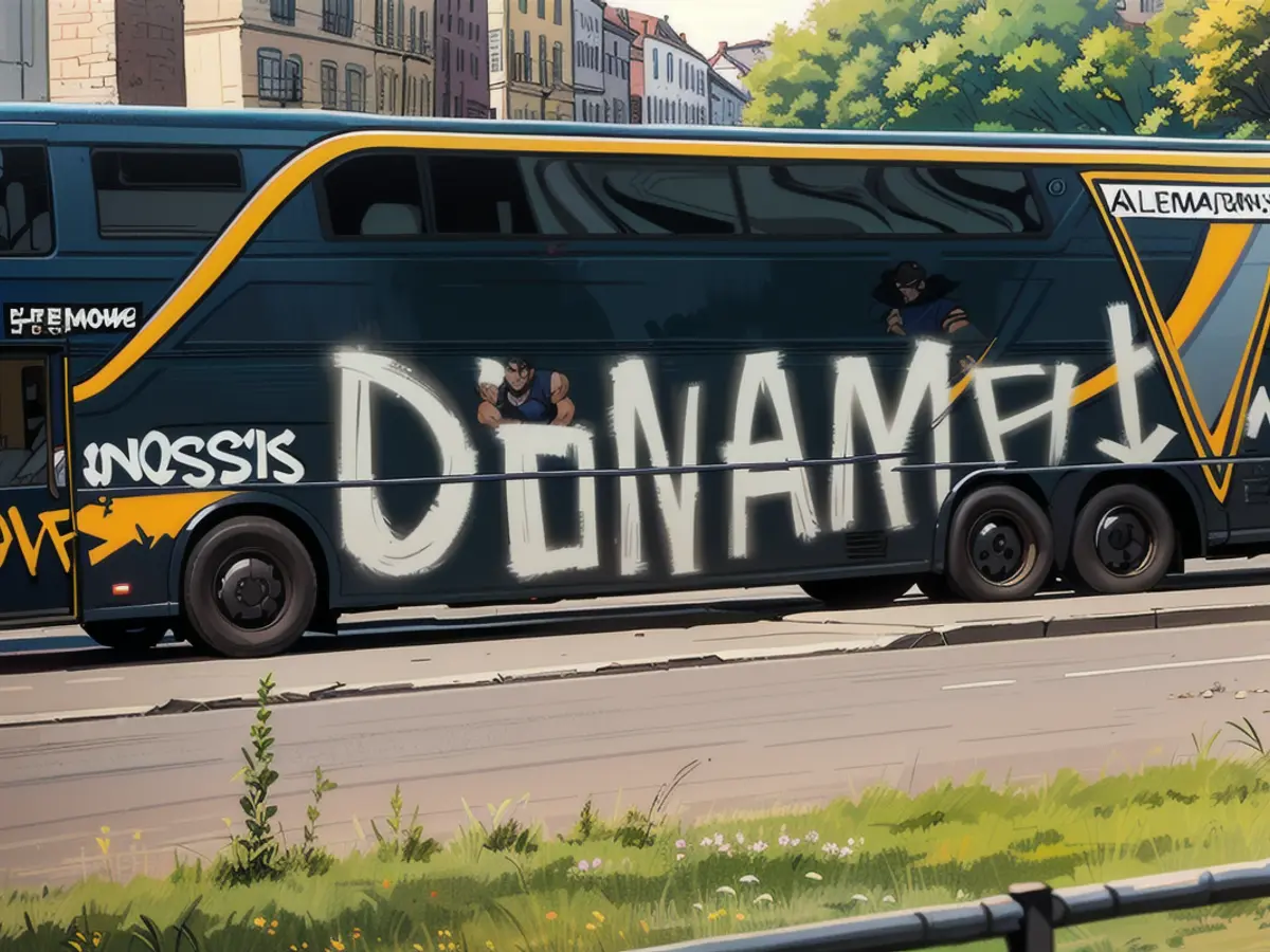 The Alemannia Aachen team bus was defaced in Dresden on Friday night