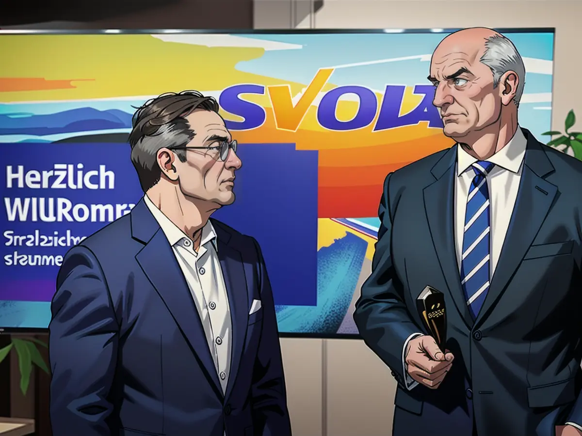 SVolt Europe CEO Kai-Uwe Wollenhaupt (left) and Brandenburg MP Dietmar Woidke (SPD) announced the plans for Lauchhammer in September 2022. Now the end has come for the site in Brandenburg