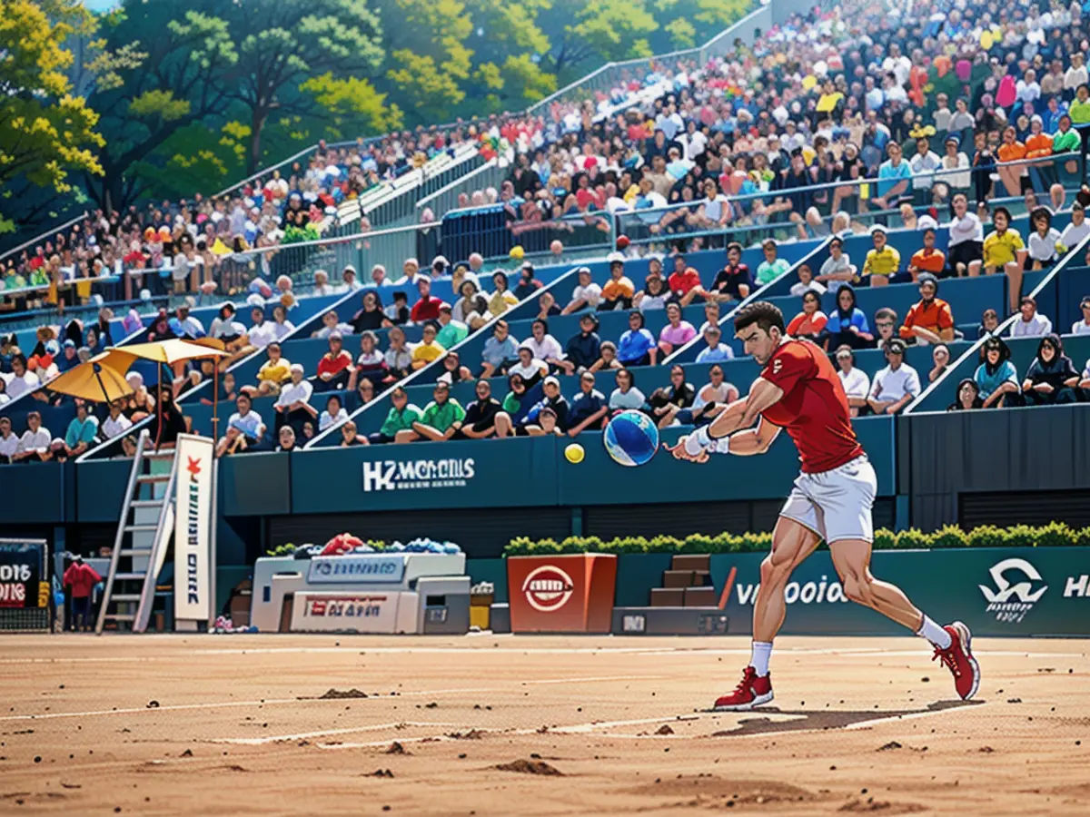 Djokovic returns a ball to Machac during the Geneva Open semifinal.