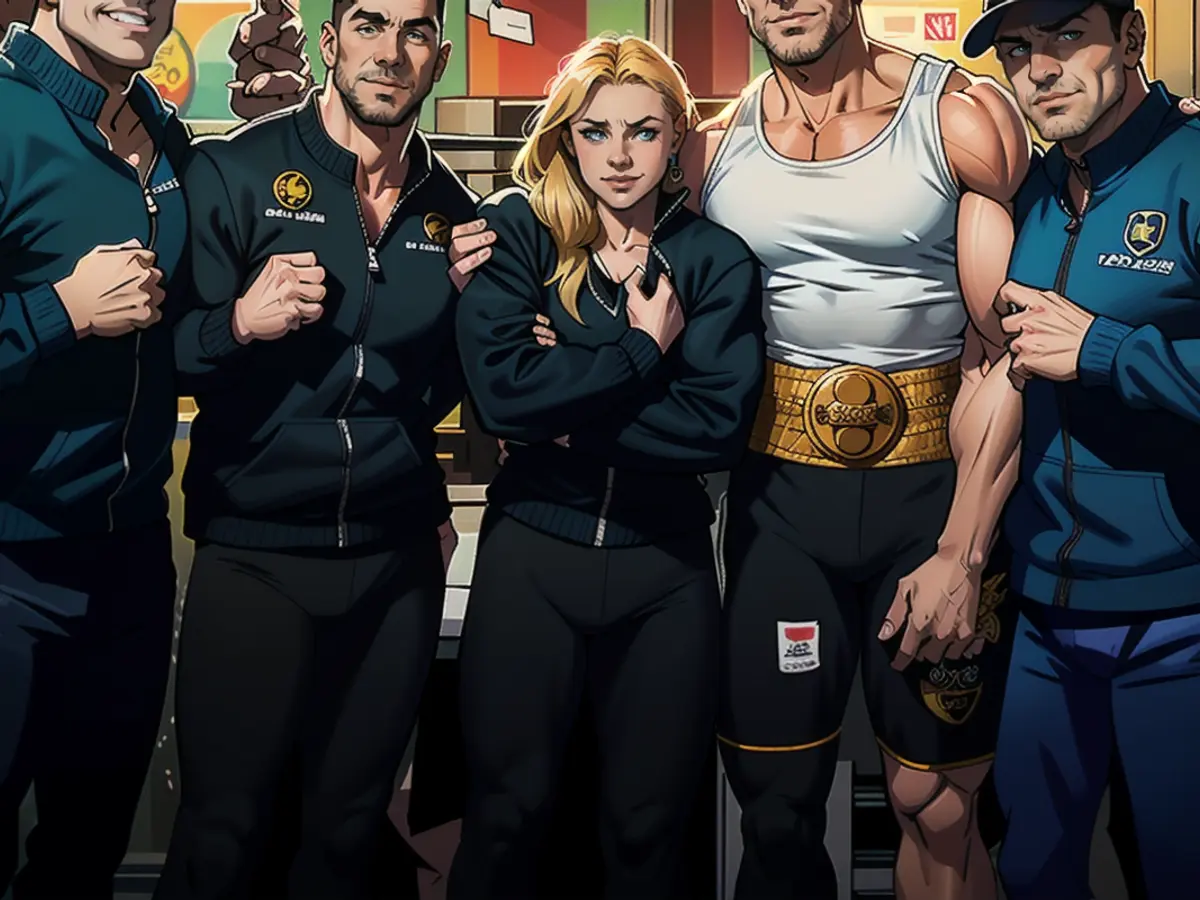 Madonna und Josh Popper (2. v.r) mit dem Team des Boxers