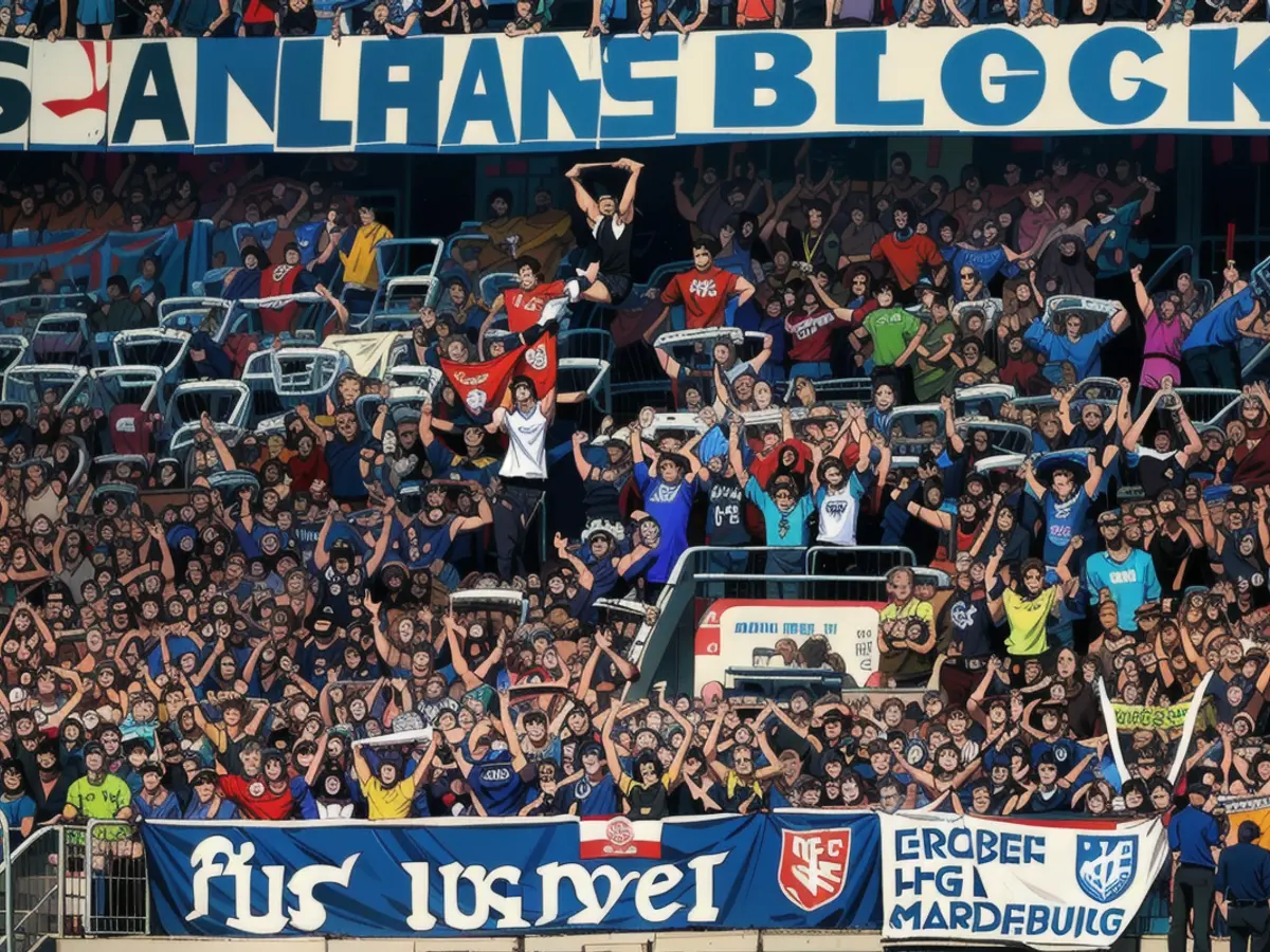 Die Fans des 1. FC Magdeburg sind auswärts in großer Zahl vertreten wie hier am letzten Spieltag...