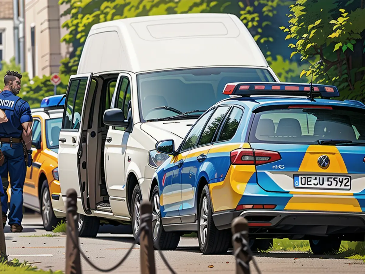 Streifenwagen stehen am Fundort der Toten an der Hellmuth-Muntschick-Straße