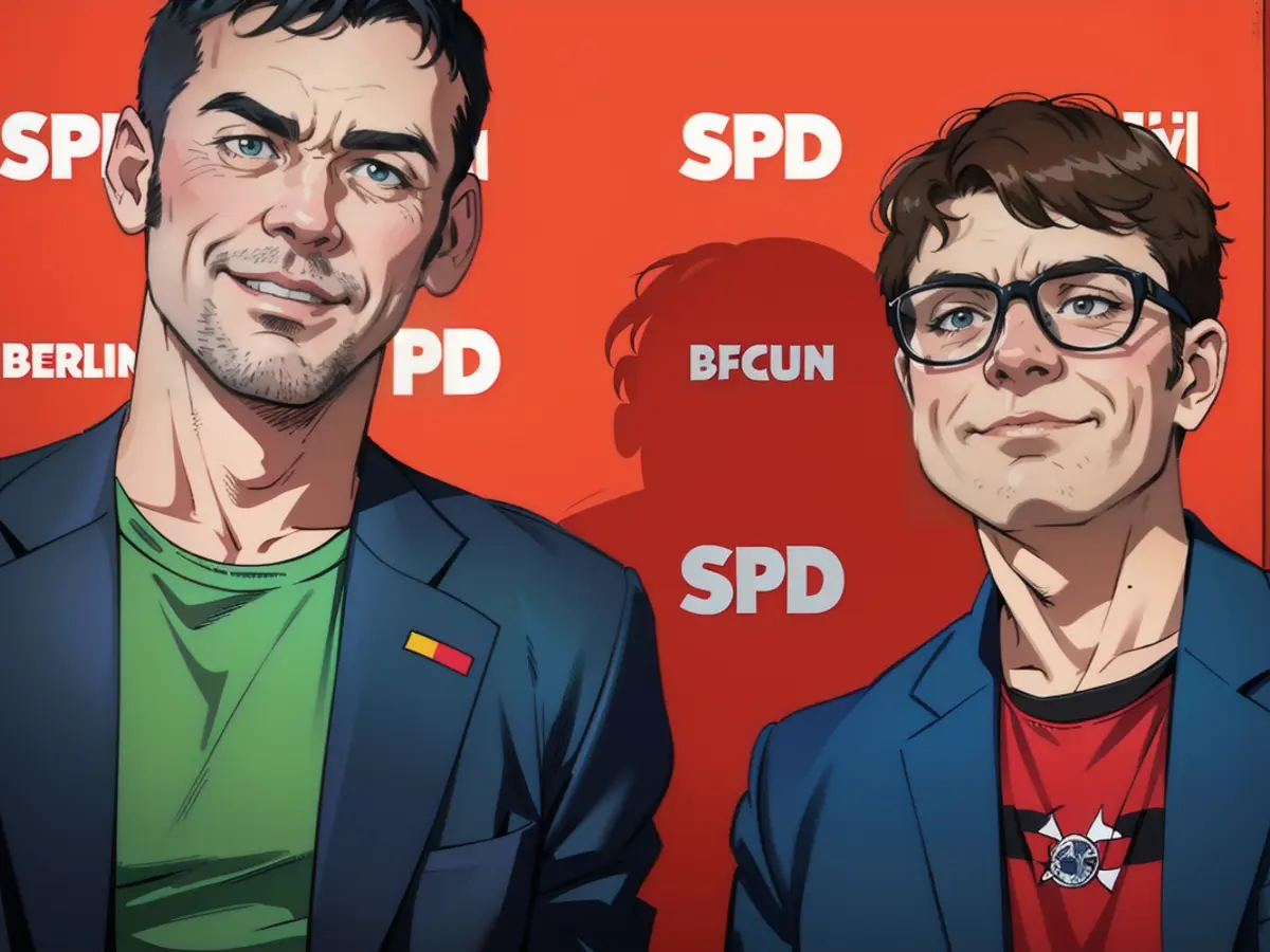 Martin Hikel et Nicola Böcker-Giannini, le duo nouvellement élu à la tête du SPD de Berlin.
