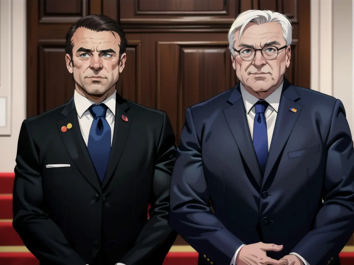 Le président fédéral Frank-Walter Steinmeier (à droite) accueille Emmanuel Macron, président de la...