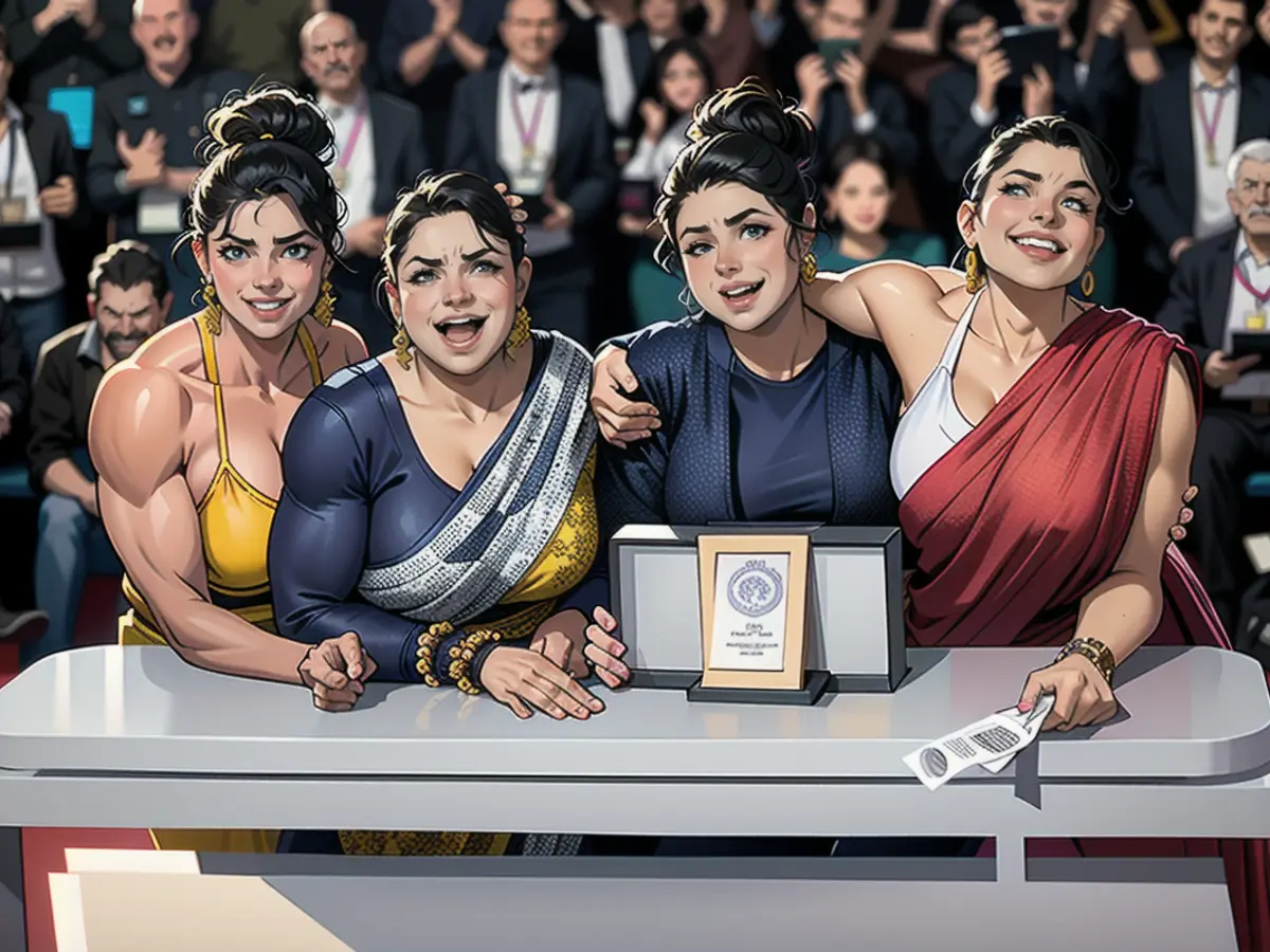 Kani Kusruti, Chhaya Kadam, Payal Kapadia and Divya Prabha pose with the Grand Prix award for 