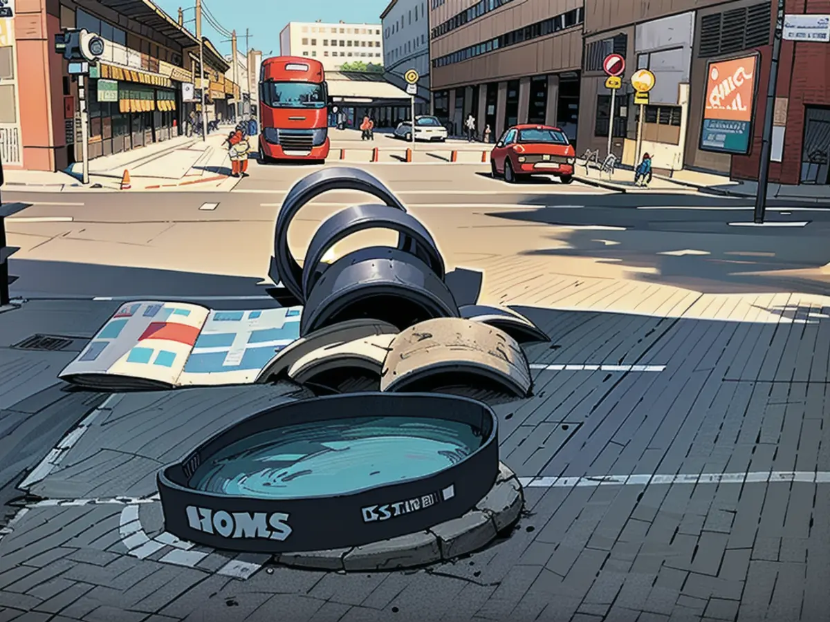 Die Litfaßsäule an der Fernroder Straße ist nach einer Kollision umgefallen