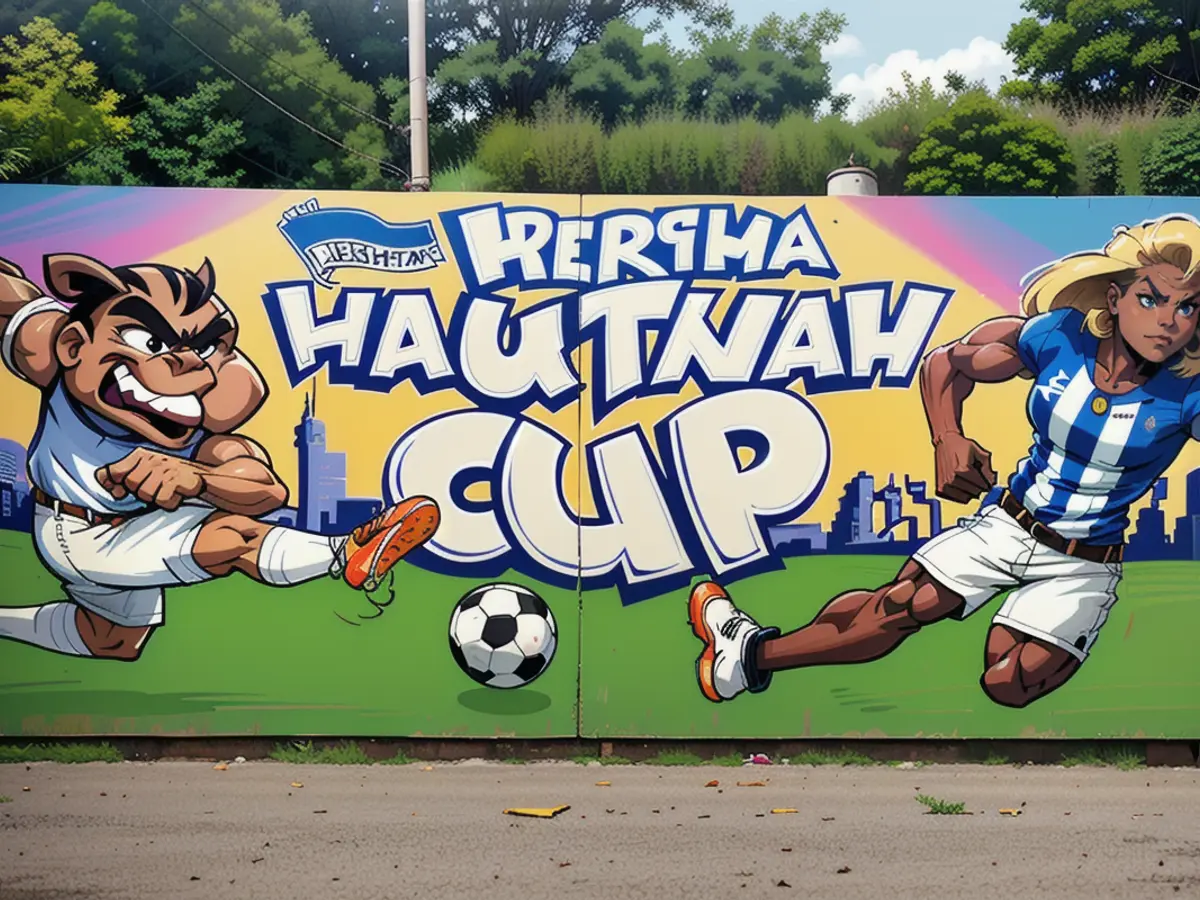 Dieses Wand-Graffiti (2x5 Meter groß) für ein Hertha-Fußballturnier sprayte der...