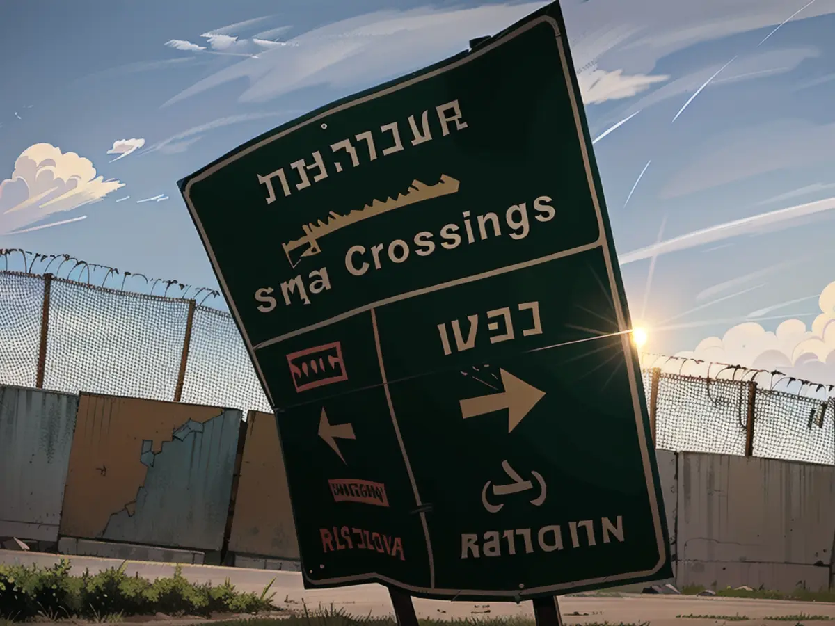 Ein beschädigtes Straßenschild steht an einem Grenzübergang zwischen Ägypten und Israel...