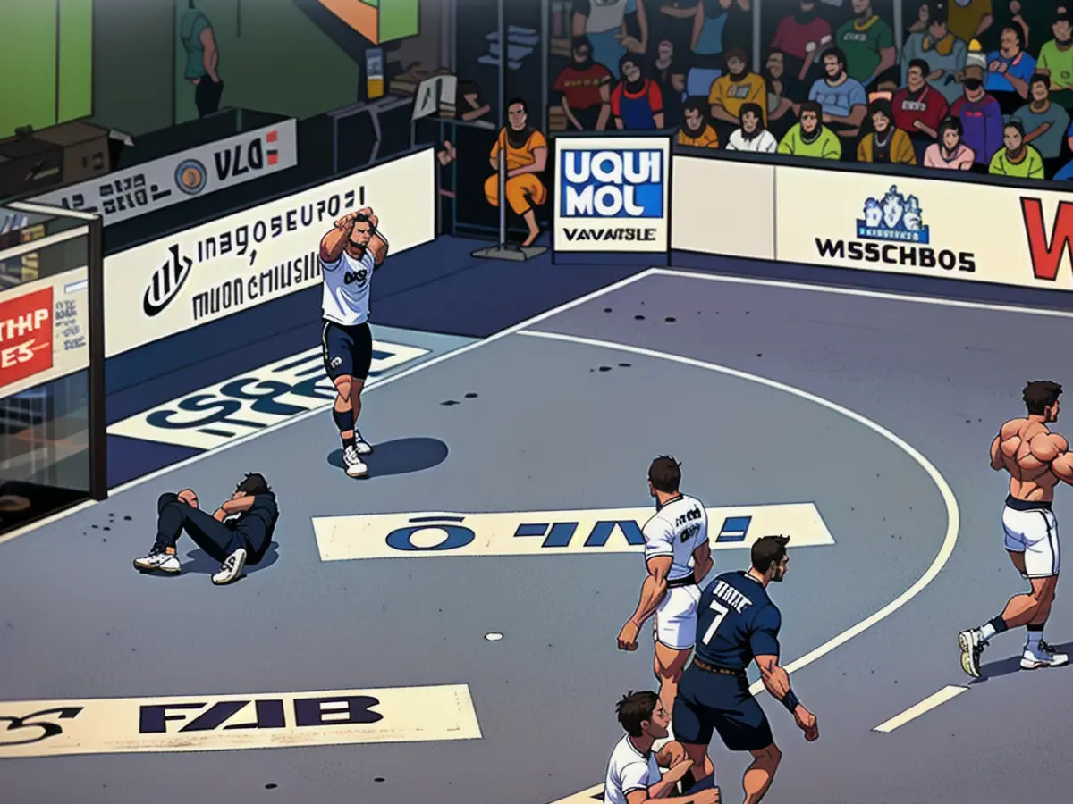 Leipzigs Torwart Kristian Saeveras liegt benommen am Boden. Das Spiel wird unterbrochen