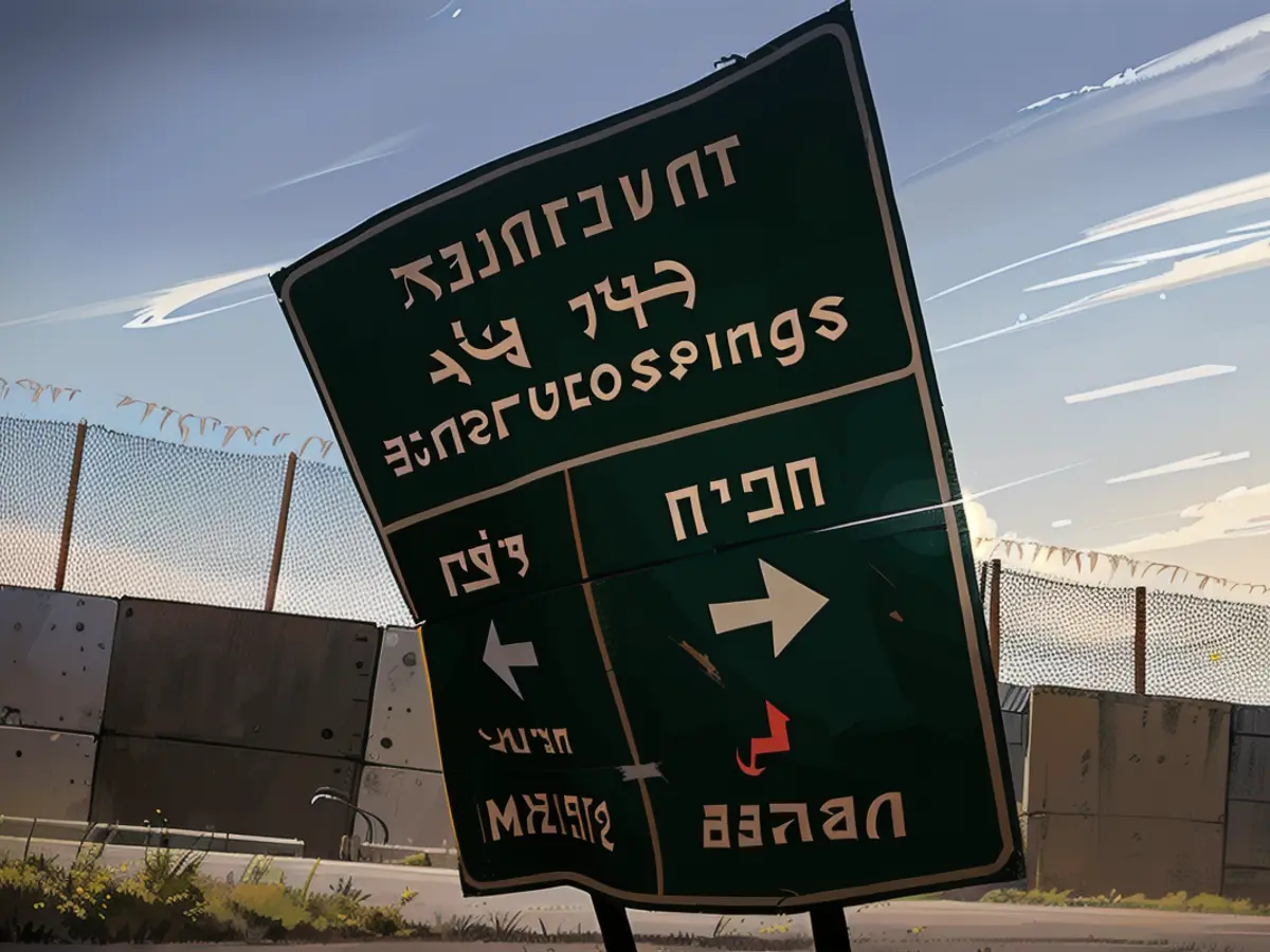 Ein beschädigtes Straßenschild steht an einem Grenzübergang zwischen Ägypten und Israel