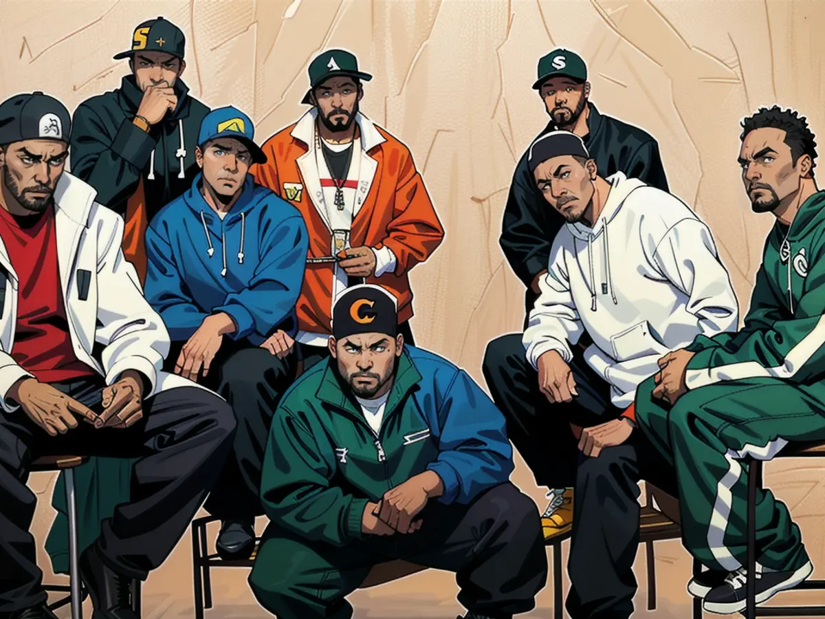 The Wu-Tang Clan originated as a group of rappers from Staten Island, New York in the 1990s.