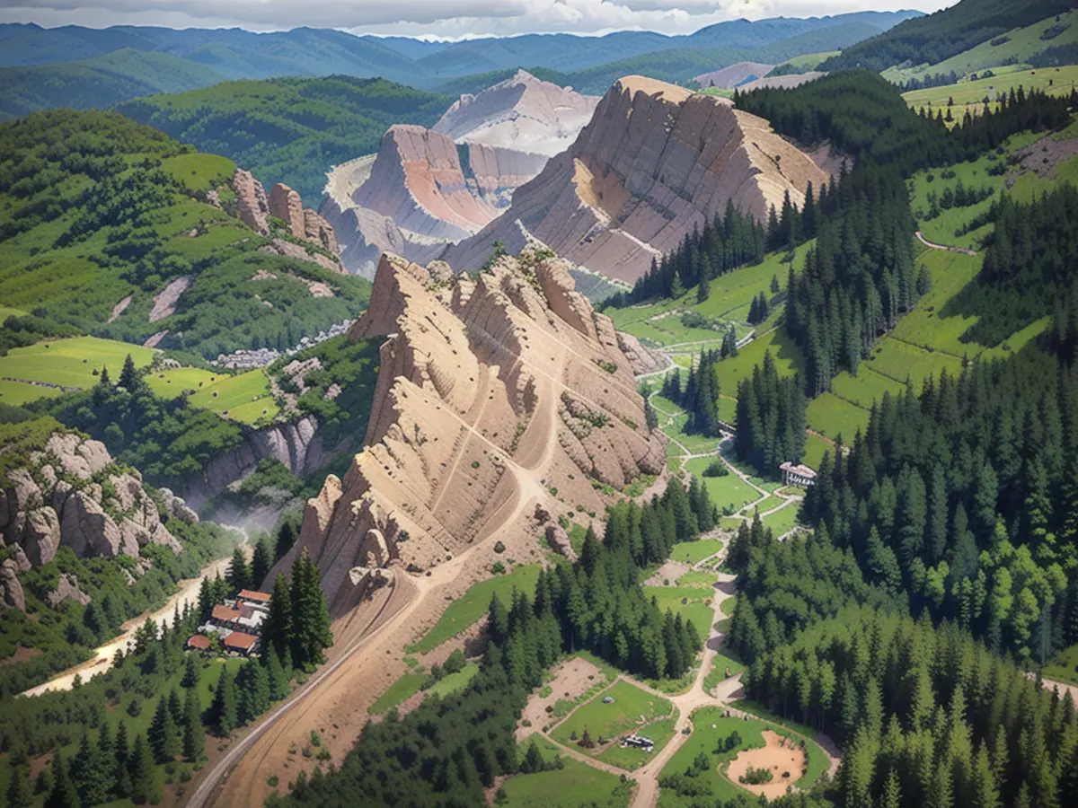 The landslide essentially tore away a huge swathe of the mountainous landscape.