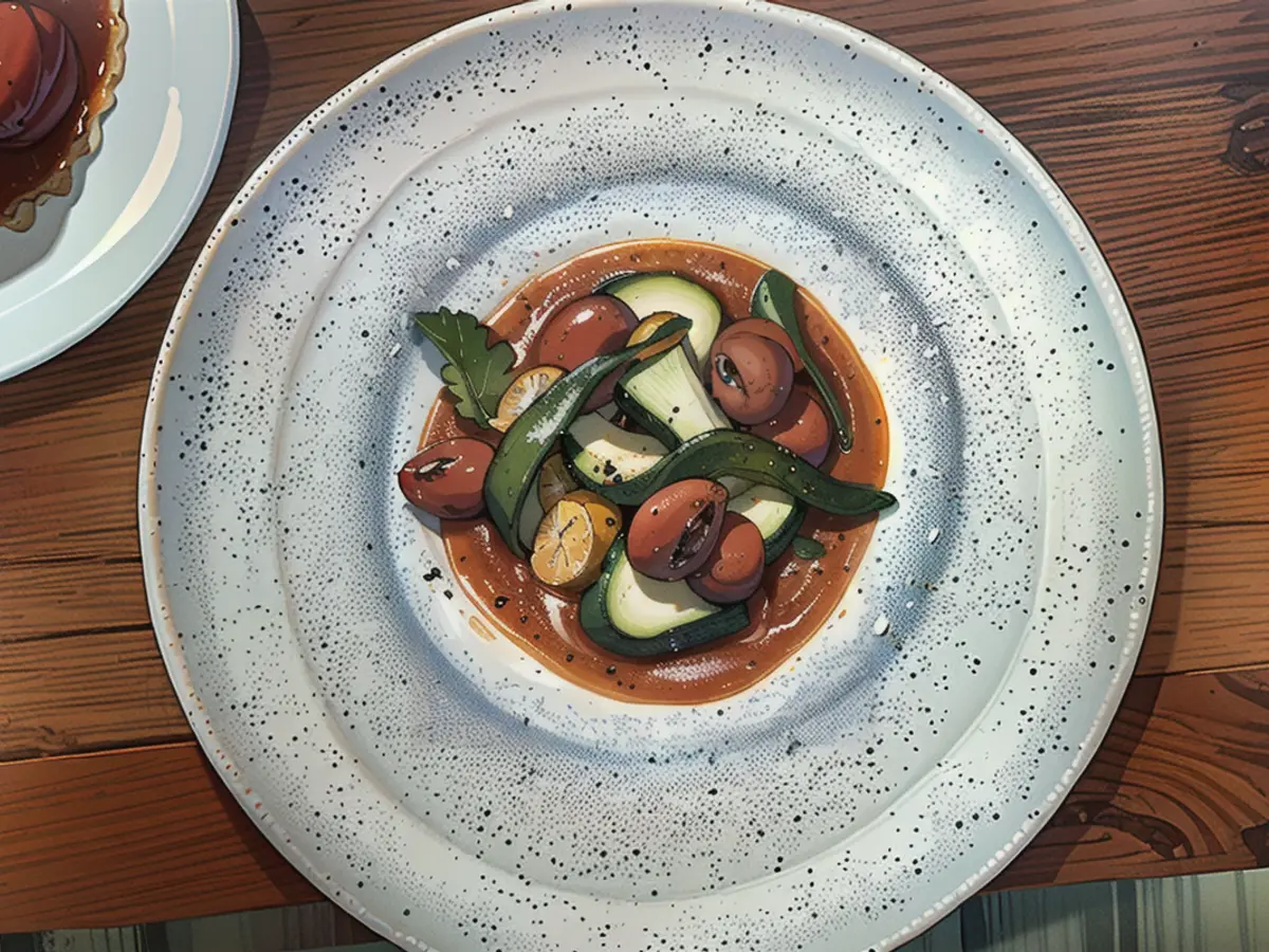 Grilled artichoke hearts with zucchini, Bolivian romesco sauce and Amazonian nuts at Ancestral.