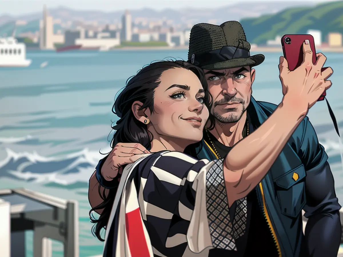 Selfie mit der Bosporus-Brücke im Hintergrund: Scorpions-Gründer Rudolf Schenker und BILD-Reporterin Özlem Evans