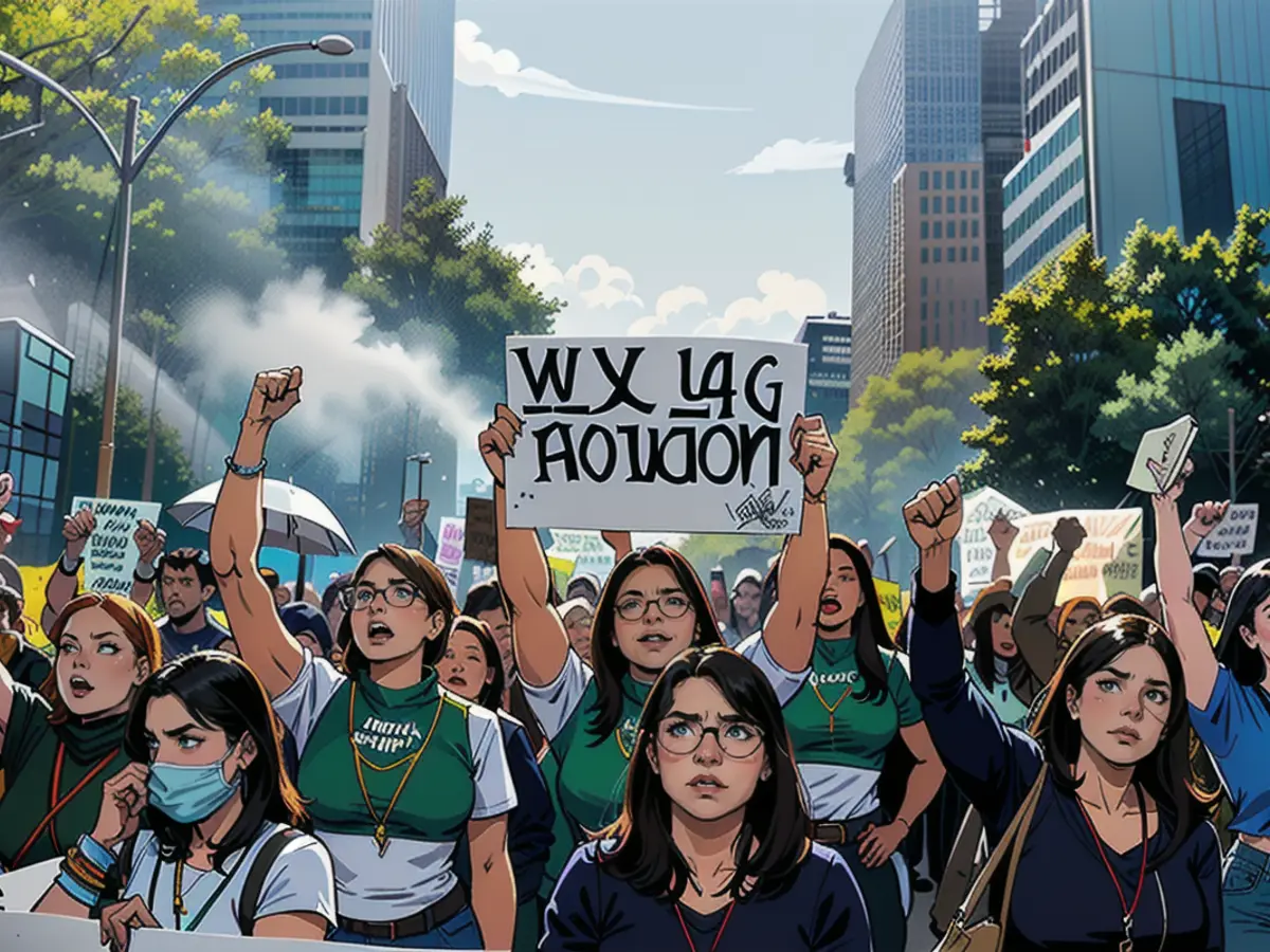 Feminist activists demonstrate in favor of the decriminalization of abortion on International Safe Abortion Day, in Mexico City, September 2023.