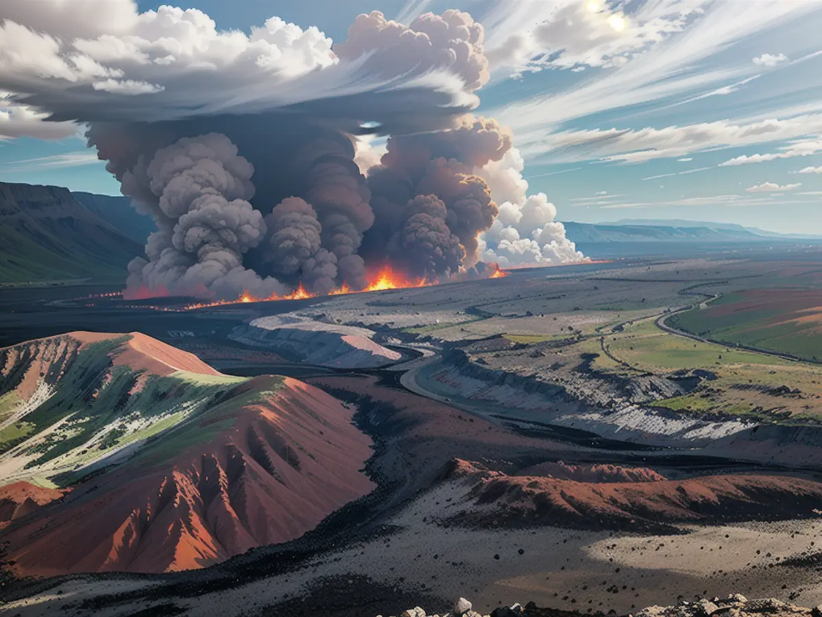 Ein weiterer Vulkanausbruch wird am 29. Mai 2024 auf der Halbinsel Reykjanes im Südwesten Islands zum fünften Mal seit Dezember von einem Hubschrauberflug aus beobachtet.