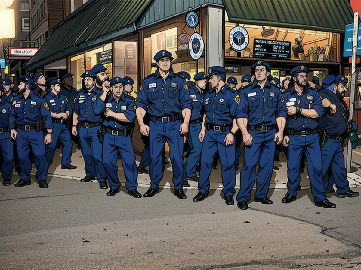 Lots of police at the demonstration on Tuesday evening - a total of 230 officers were deployed