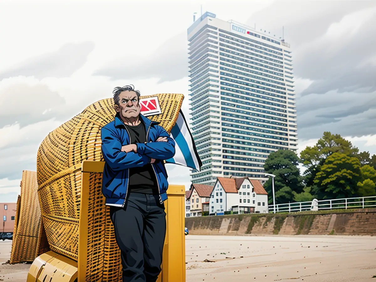 Hoffbauer dá um passeio diário ao longo da praia do Mar Báltico e continua fascinado pela vista do seu apartamento no 32º andar: 