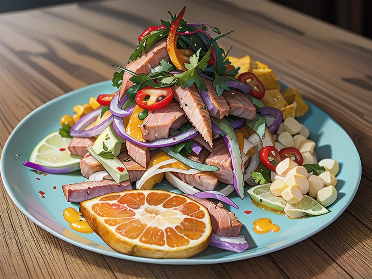 At number three on Time Out's list is Lima, Peru, where visitors are encouraged to try ceviche. Pictured here: a traditional sea bass ceviche dish cooked by Peruvian chef Roberto Madrid at his restaurant Aroma de Mar in Lima.