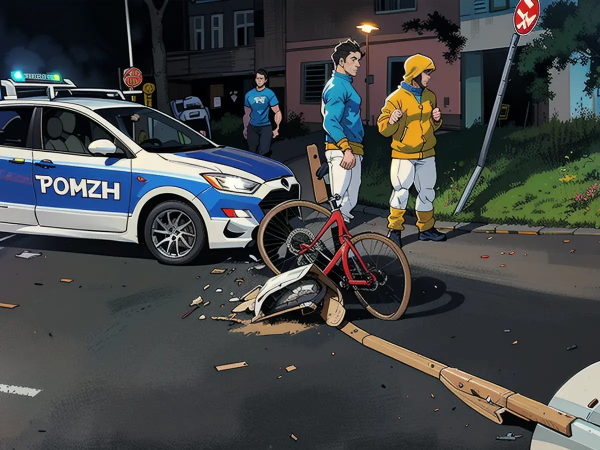 Bicycles and a traffic sign were among the victims of the crash