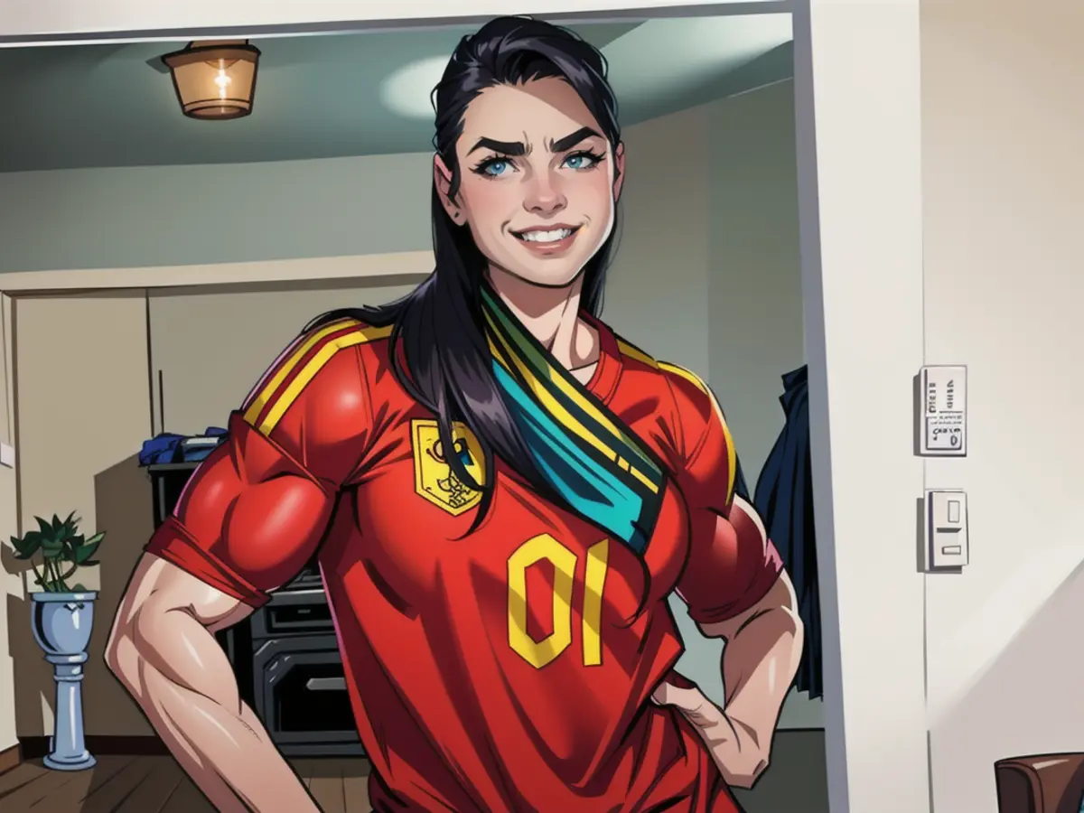 Laura "Abla" Schmitt s'affiche sur Internet avec le maillot de l'Espagne de son petit ami Dani Olmo