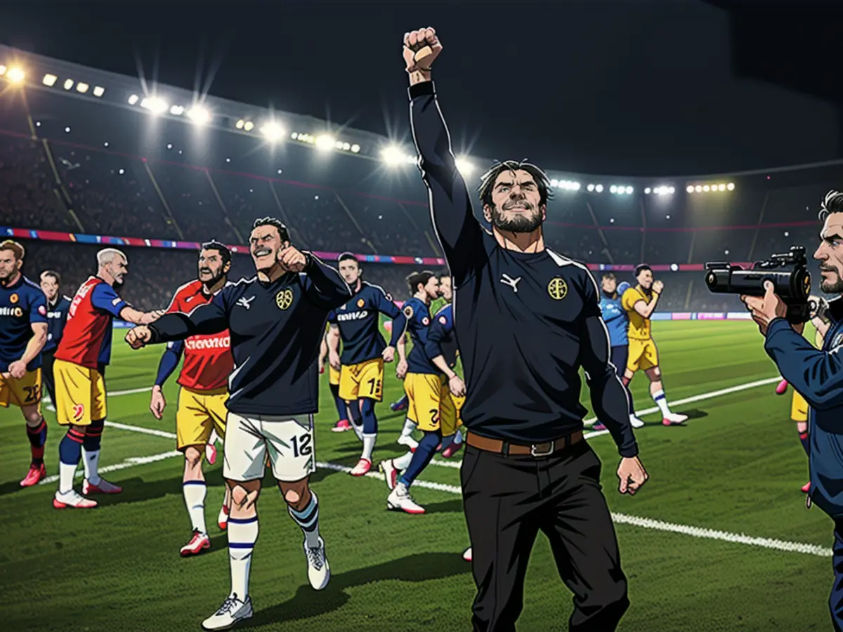 Terzić celebrates after Dortmund reached the Champions League final against PSG.