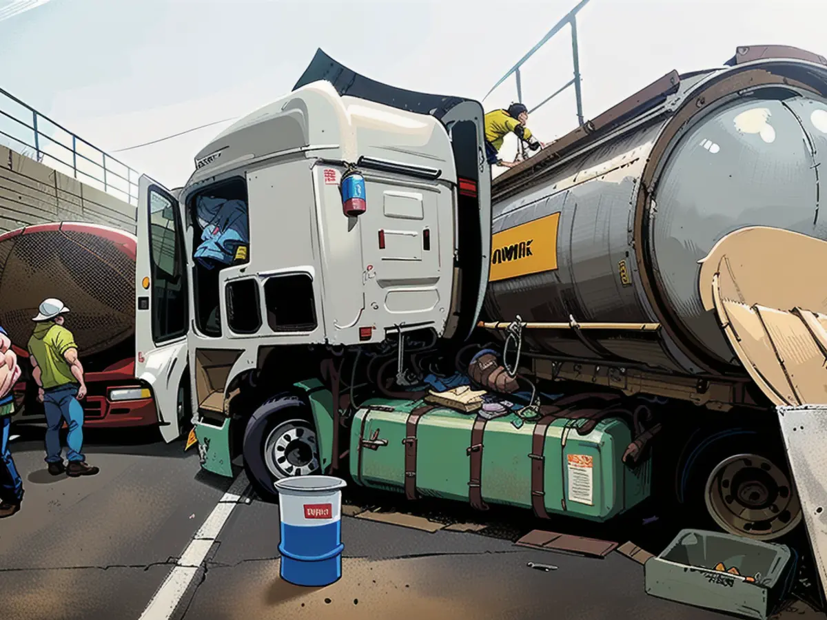 Nettoyage : Le camion de lait après l'accident dans le tunnel routier