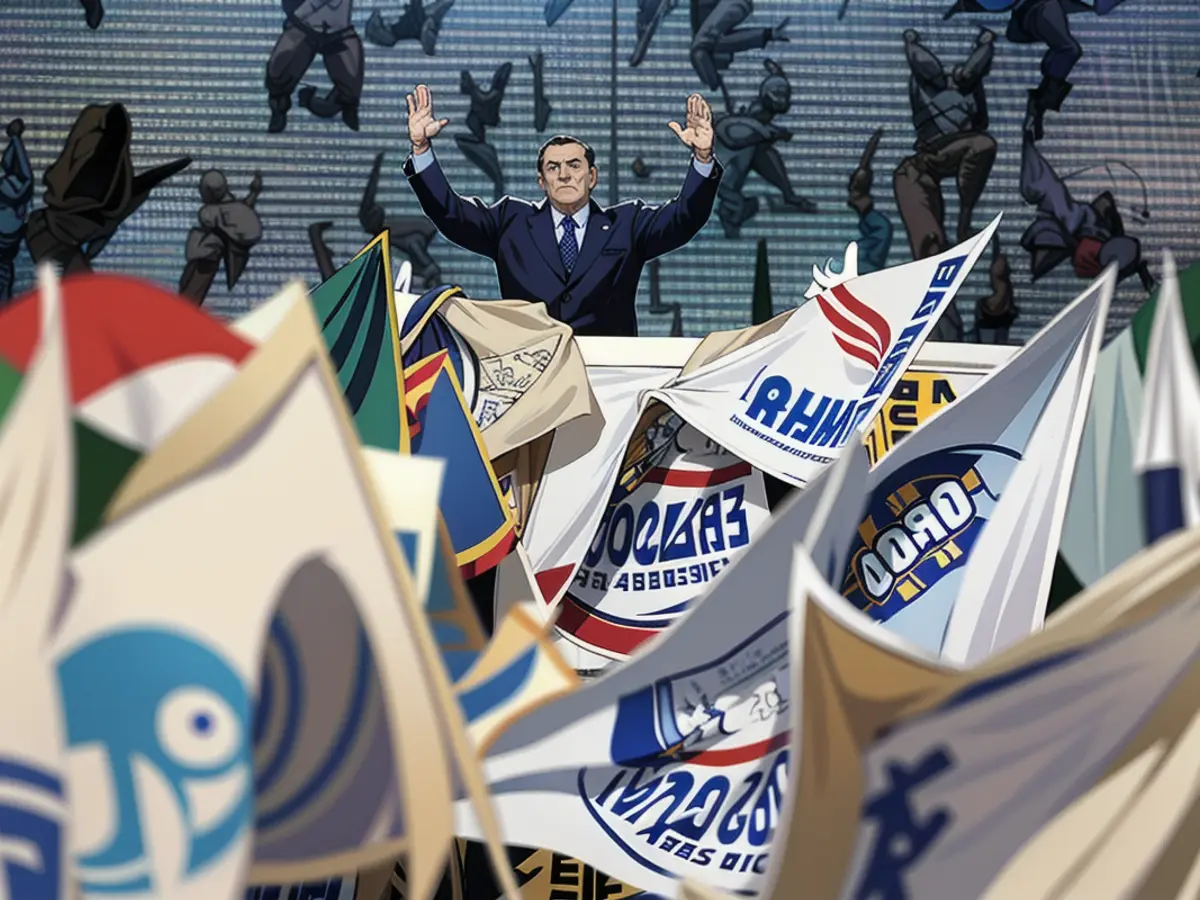 Italy's former Prime Minister Silvio Berlusconi waves in March 2013 during a protest of his People of Freedom (PDL) party against what he called 