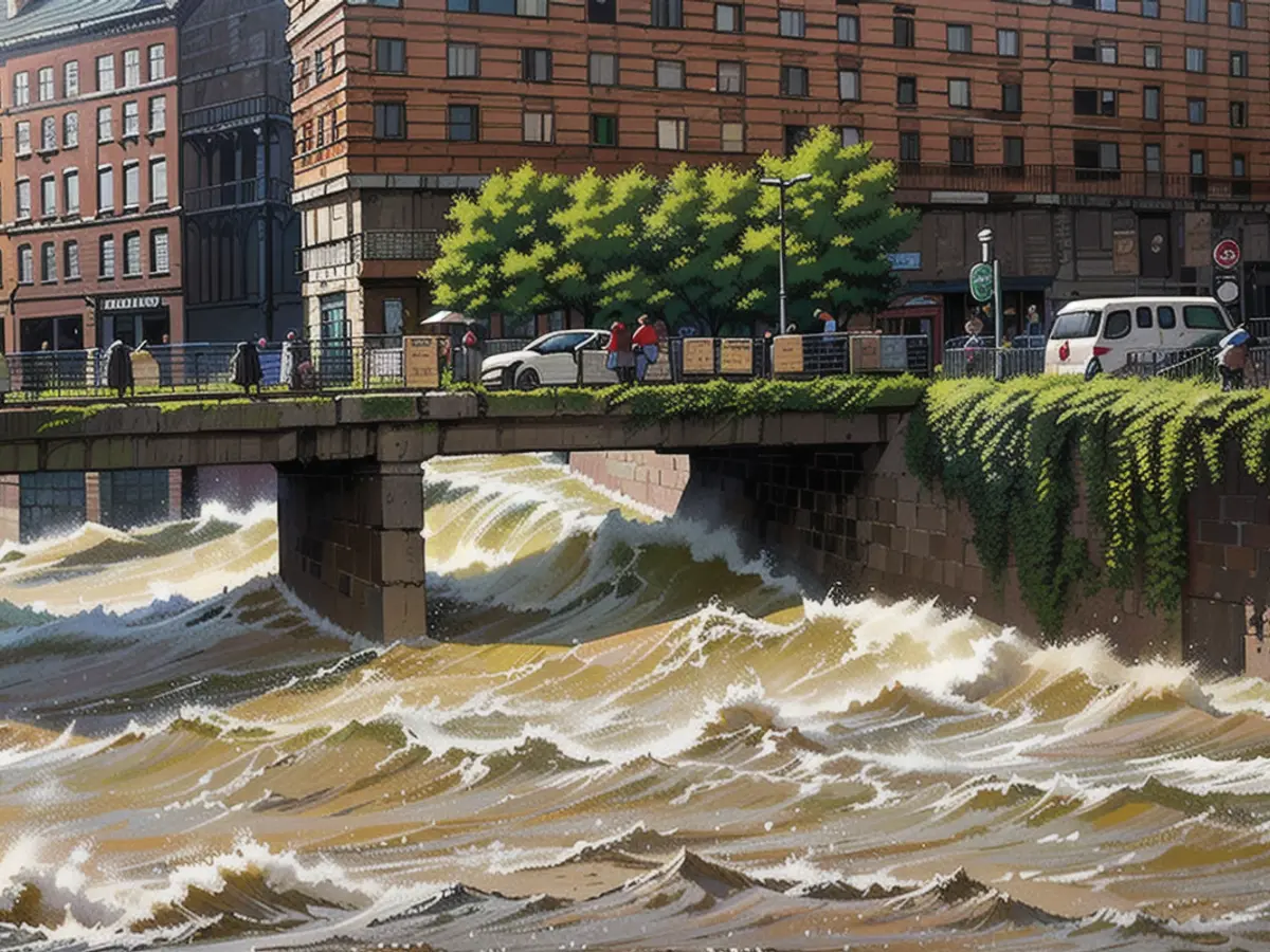 The White River floods in the center of Bielsko-Biala.