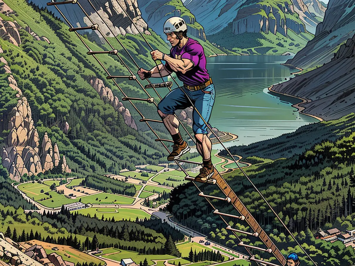 Climbers can embark on the via ferrata with a guide or, if they're more experienced, hire the gear themselves.