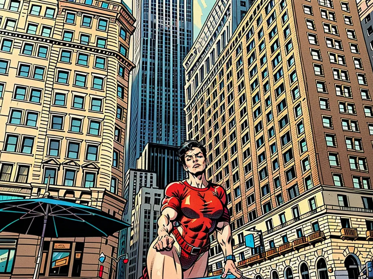 Sassy Wyatt ist im Vordergrund abgebildet, mit dem imposanten Empire State Building im Hintergrund.