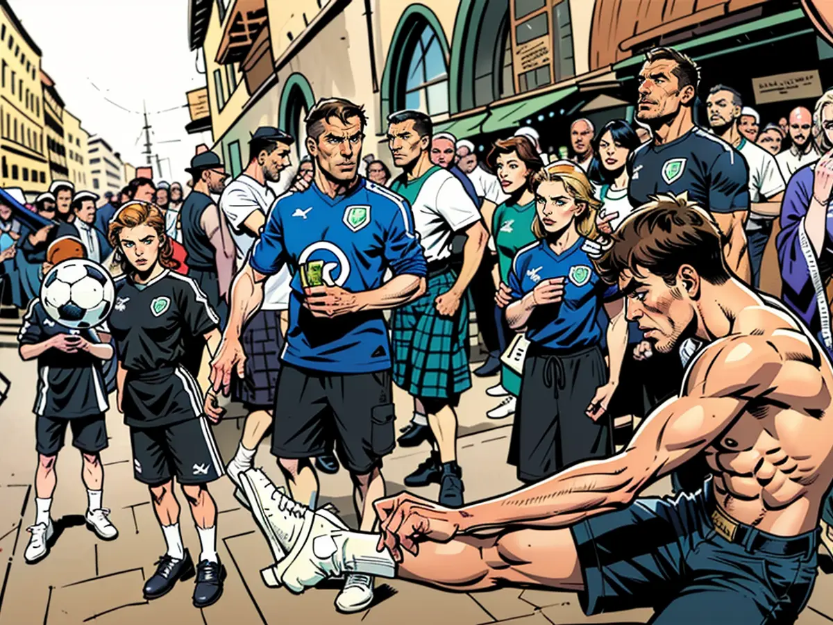 Not enough for the European Championship squad: Scottish fans play soccer.