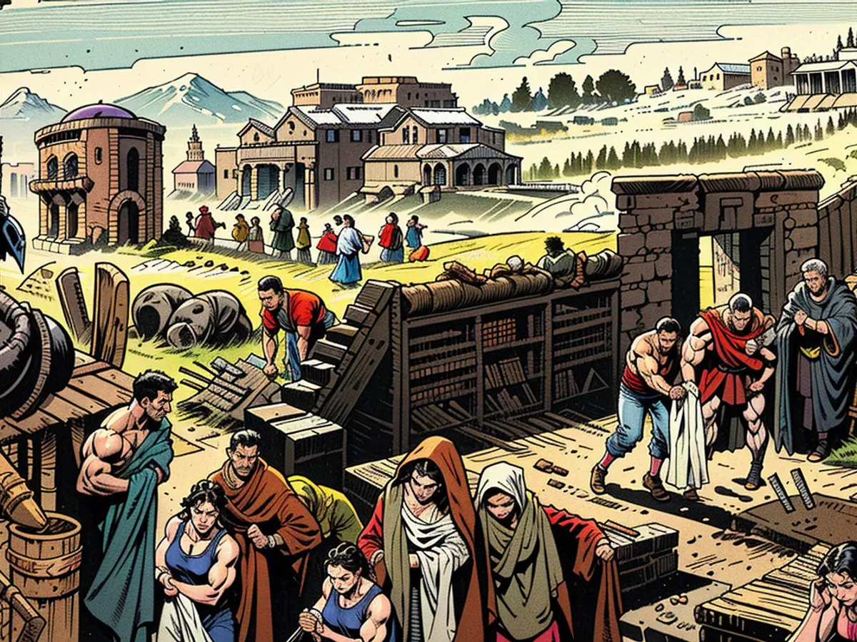 This illustration shows Romans praying outside a temple for an end to the Antonine Plague. The epidemic claimed the lives of millions, but the Roman empire survived.