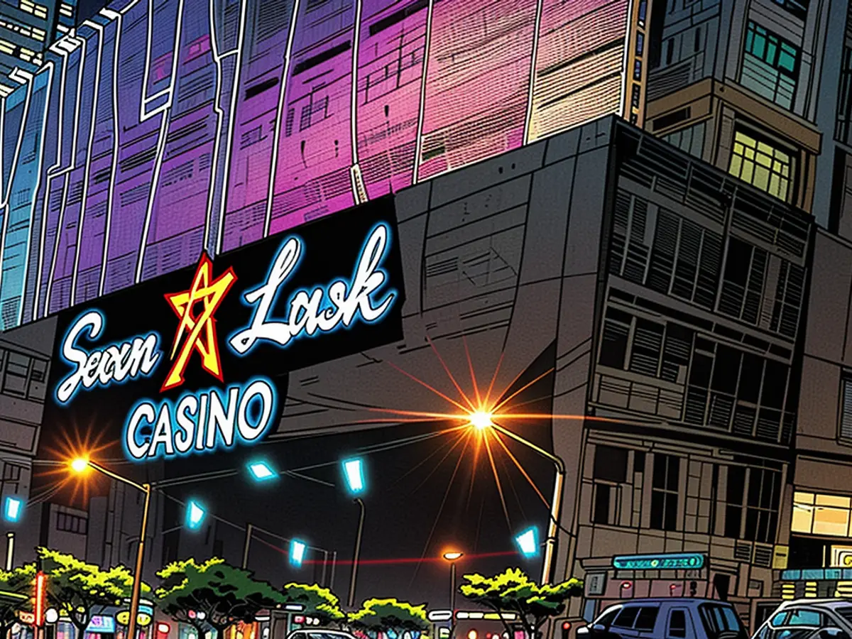 Un casino Grand Korea Leisure Seven Luck en Corée du Sud, la nuit. Les exploitants des casinos...