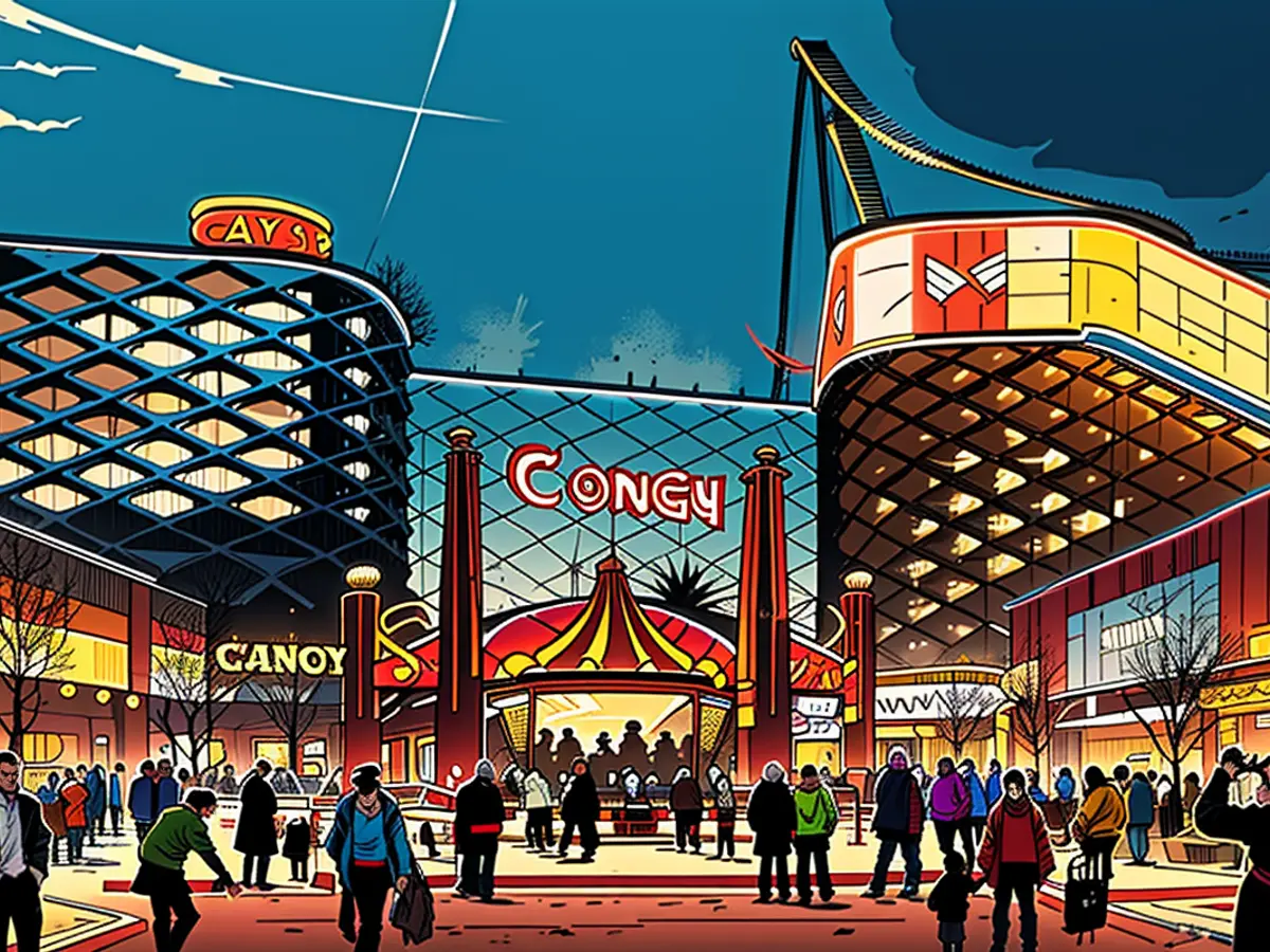 Rendu du projet de casino de 3 milliards de dollars appelé "The Coney" à Coney Island, à New York....