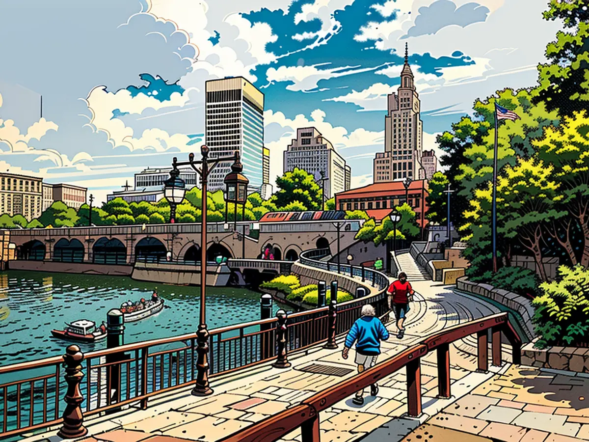 Revitalisiertes Flussufer: Ehrgeizige städtische Revitalisierungsbemühungen haben die Innenstadt von Providence umgestaltet, die Stadt verschönert und die historischen Gebäude am Flussufer erhalten.