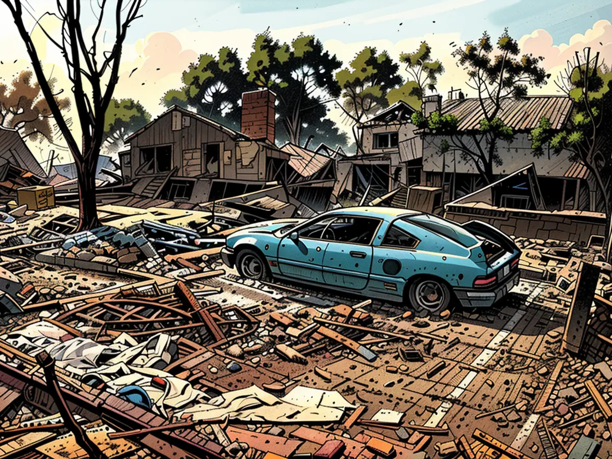 Des voitures calcinées et des coquilles de maisons sont tout ce qui reste dans le quartier de Scripps Ranch à San Diego après l'incendie Cedar qui a ravagé la région. (