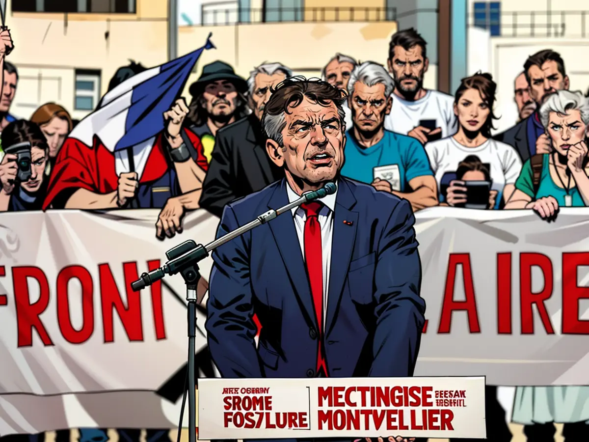 Le leader de la France insoumise, Jean-Luc Mélenchon, s'adresse à un rassemblement à Montpellier, le 23 juin 2024.