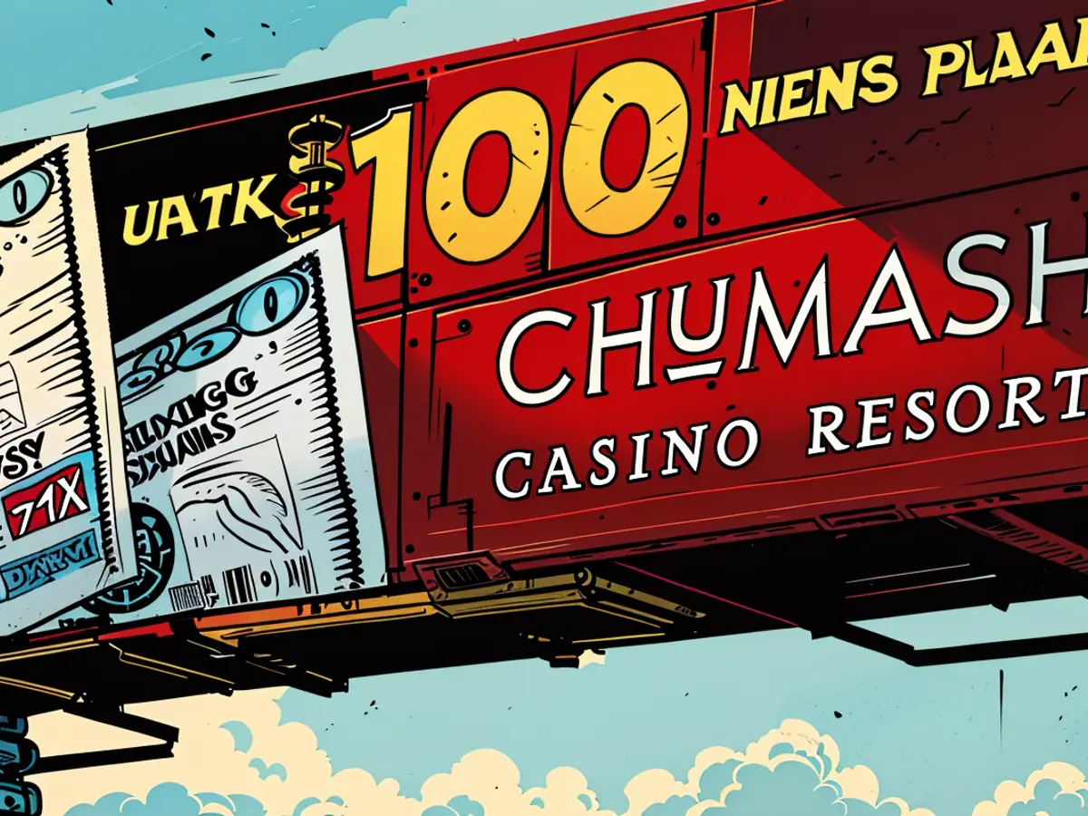 Un panneau d'affichage du Chumash Casino Resort en Californie annonce 100 $ de jeux gratuits. Une...