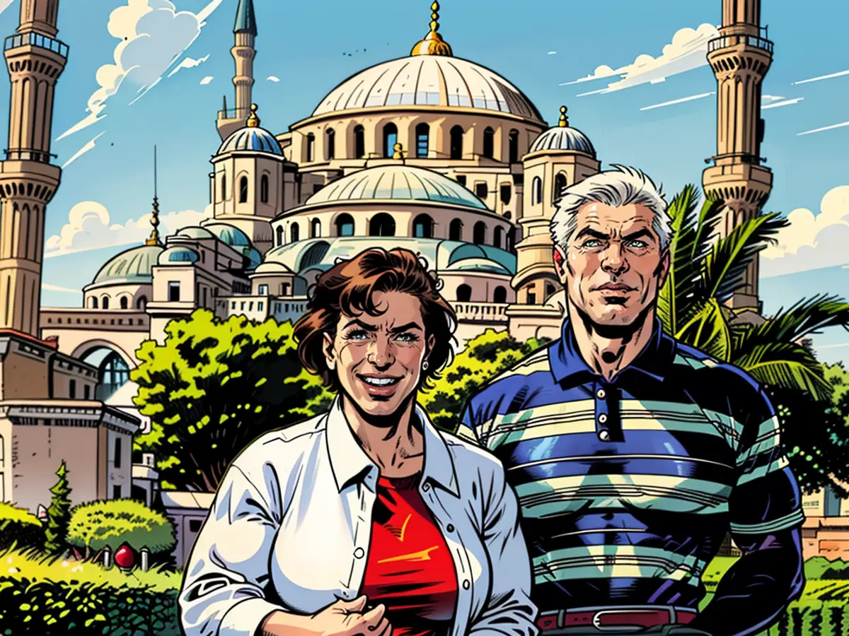 Judy und John im Urlaub in Istanbul, Türkei.