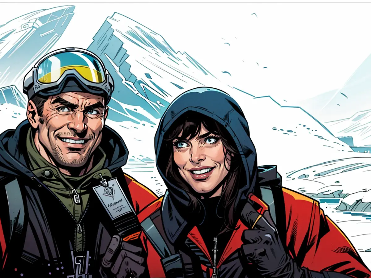 John e Judy si sono divertiti a riflettere sulle avventure passate, tra cui il loro viaggio in Antartide, nella foto.
