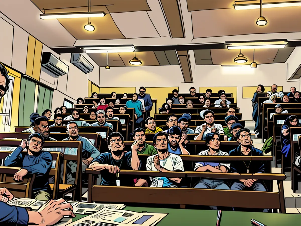 Suborno Isaac Bari hält eine Vorlesung an der Universität Mumbai in Indien.