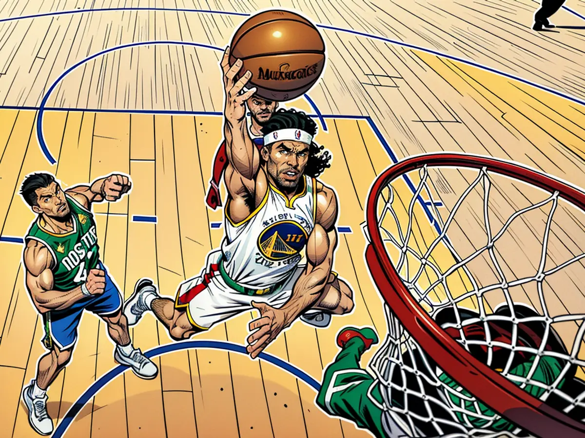 Thompson drives to the basket against the Boston Celtics during the 2022 NBA Finals. Golden State went on to win the series in six games.