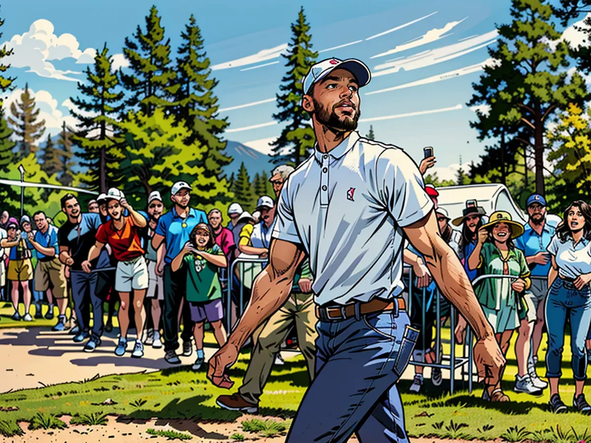 Stephen Curry of the NBA Golden State Warriors walks to the 18th hole on Day Two of the 2023 American Century Championship at Edgewood Tahoe Golf Course on July 15, 2023 in Stateline, Nevada.