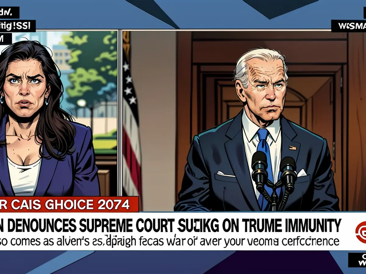 Biden dénonce la décision de la Cour suprême dans l'affaire de l'immunité de Trump. Le président américain reste sur ses gardes après la décision de la Cour suprême, alors que l'administration tente de faire face à sa performance lors du débat. Arlette Saenz de CNN.