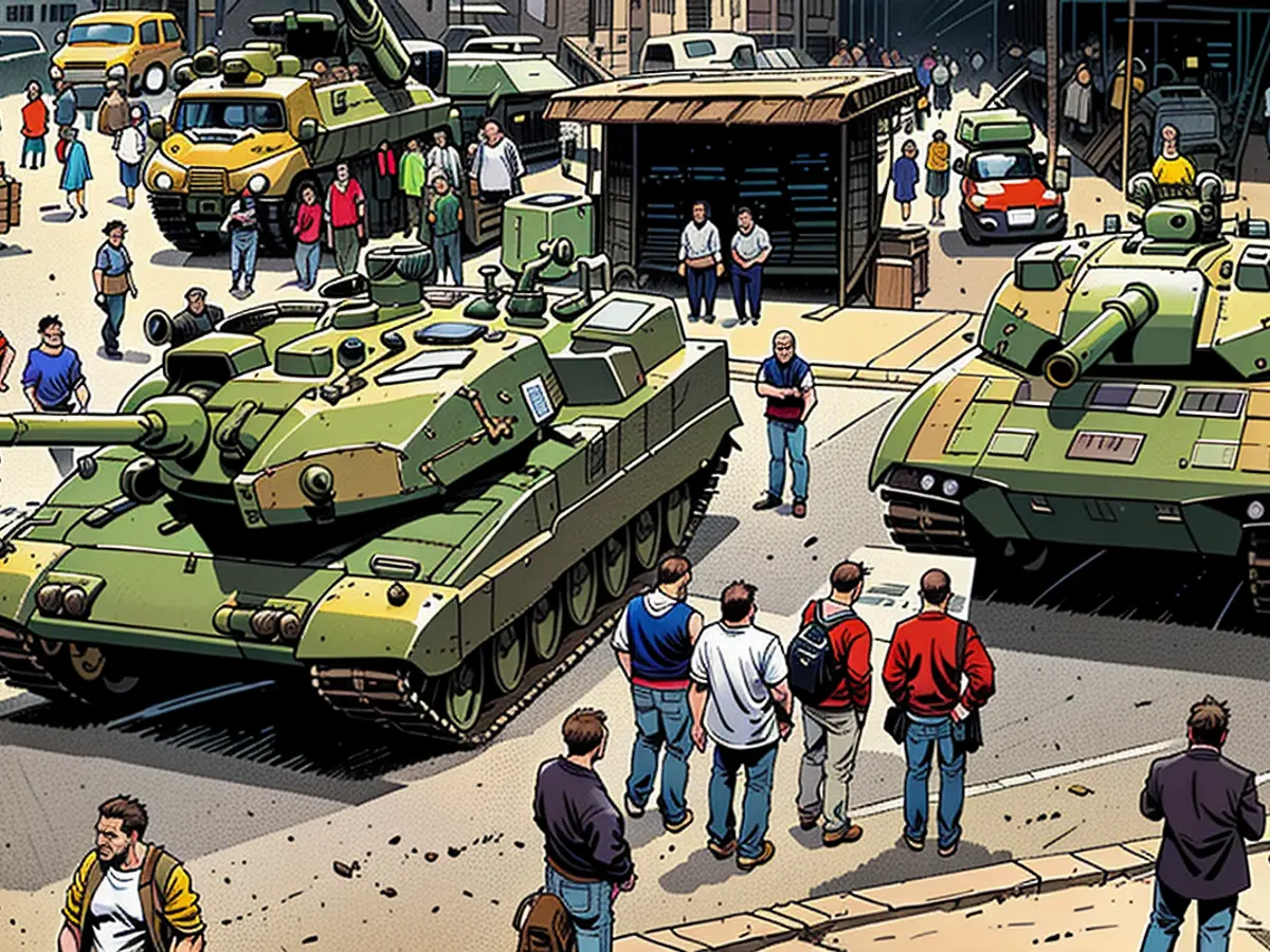 Der Panzer Leopard 2A8 (links) auf einer Panzerausstellung neben dem Leopard 2A-RC-3.0.