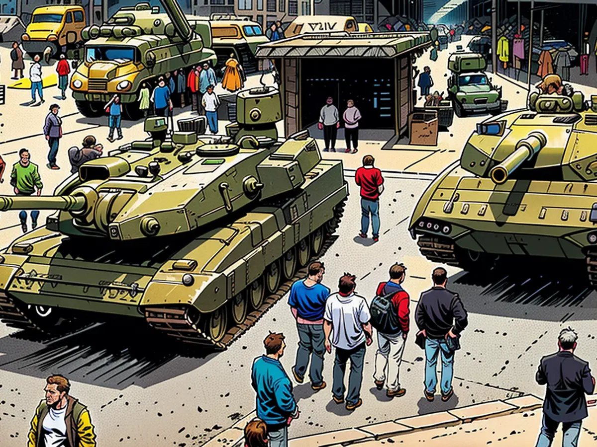 Der Panzer Leopard 2A8 (links) auf einer Panzerausstellung neben dem Leopard 2A-RC-3.0.