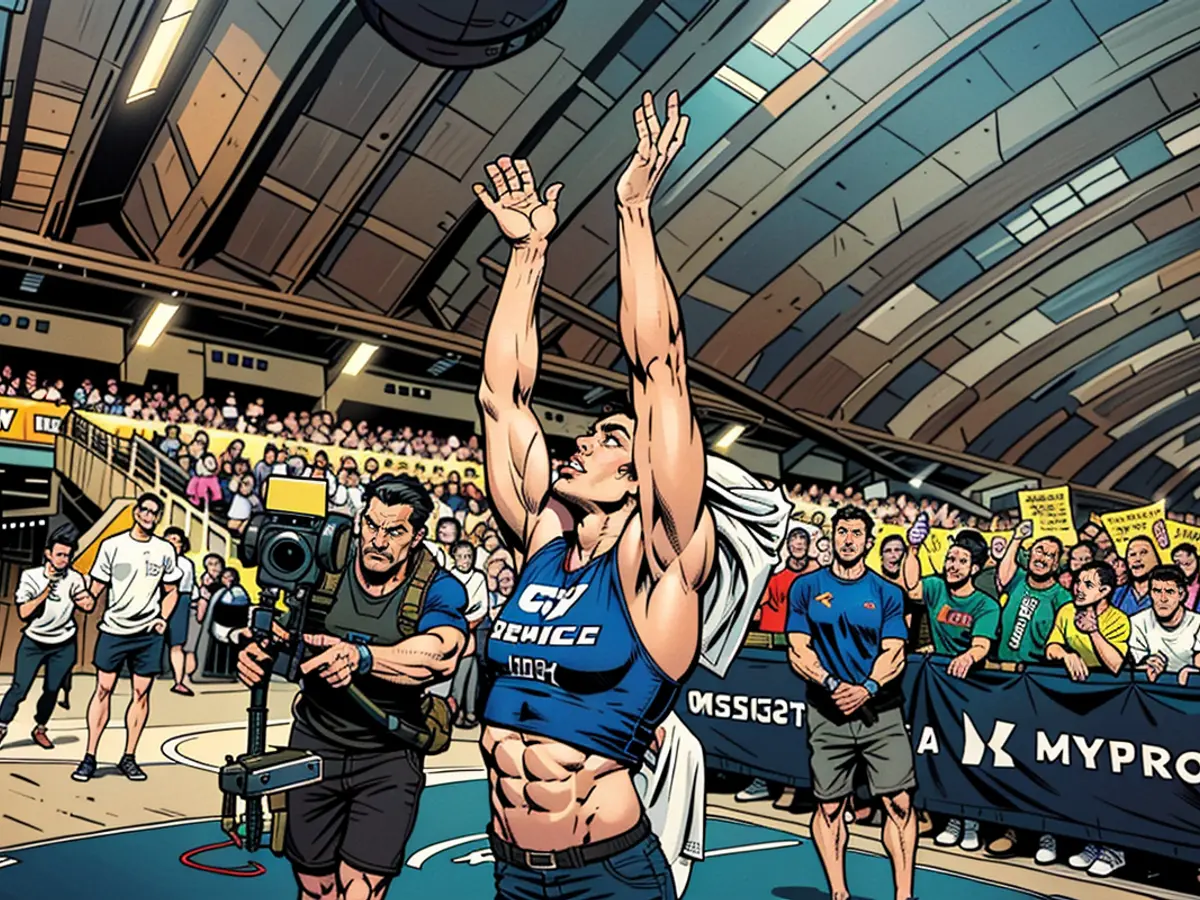 Des milliers de personnes regardent Jacoby exécuter le wall ball lors des Championnats du monde 2024 à Nice, en France.