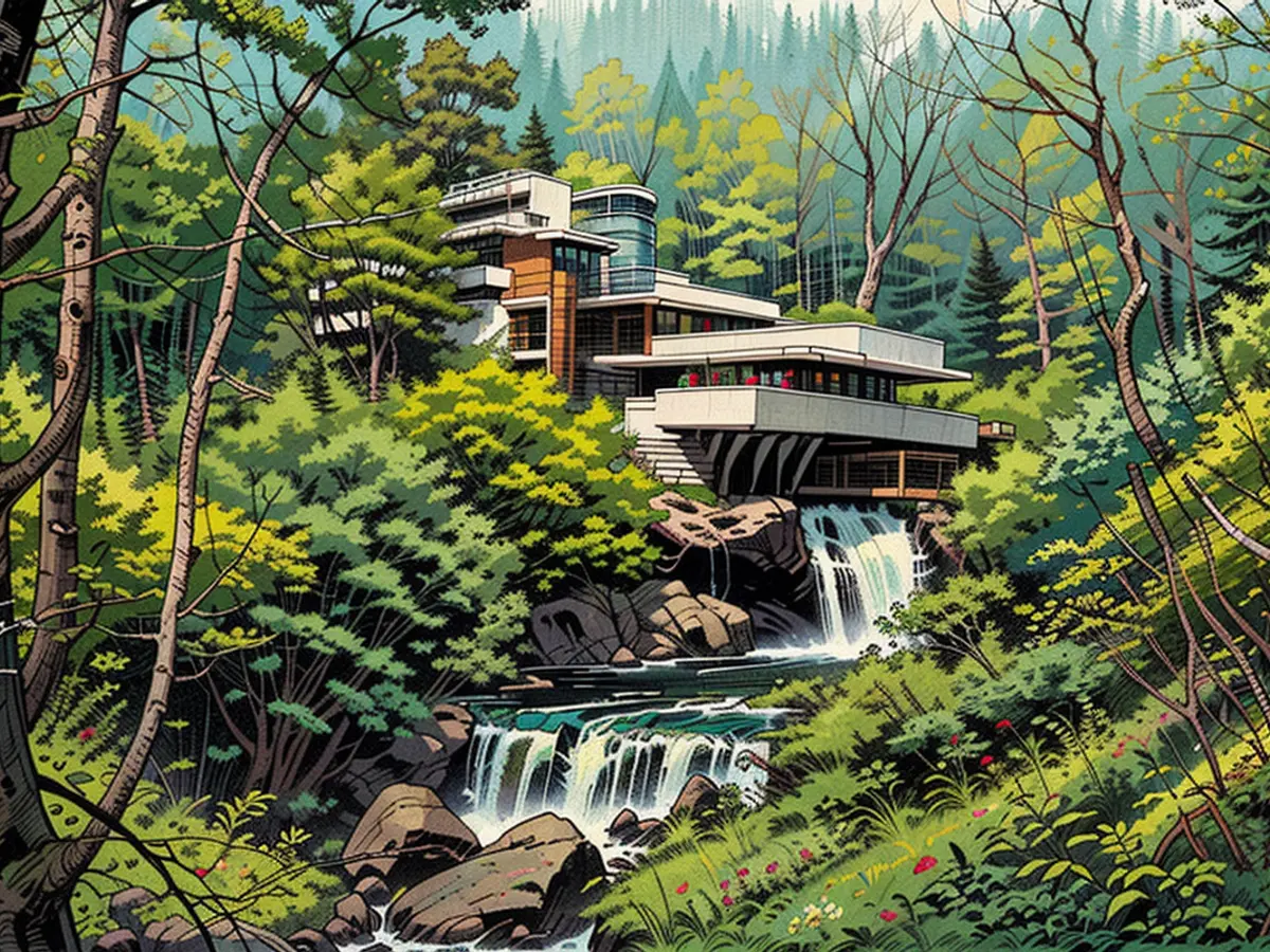 La casa di Fallingwater di Frank Lloyd Wright, famosa in tutto il mondo, in Pennsylvania.