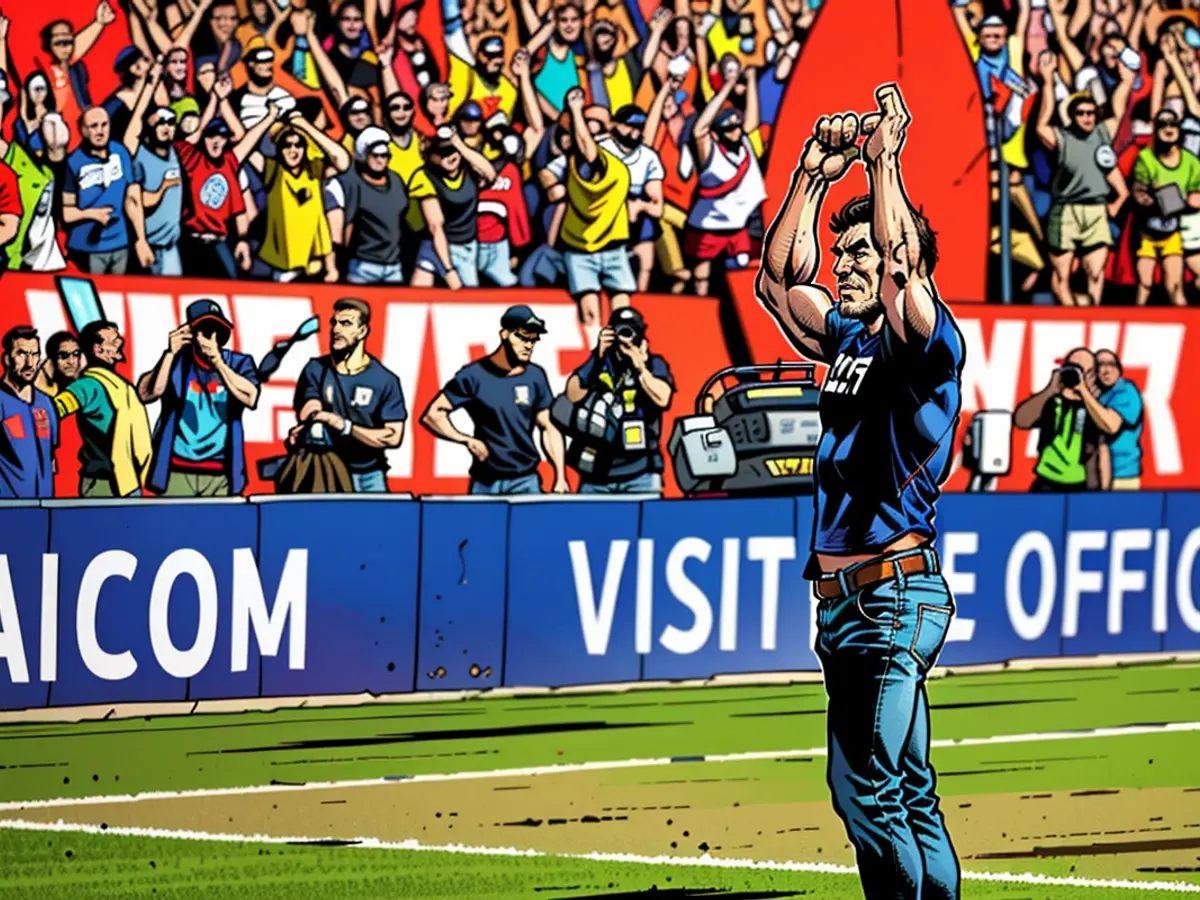 Yakin on his tour of the stadium before kick-off against England.